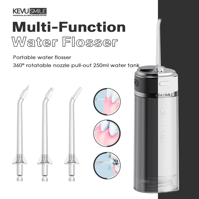 7-Black and White KEVU Smile Water Flossers – Elegant Minimalist Design (1)